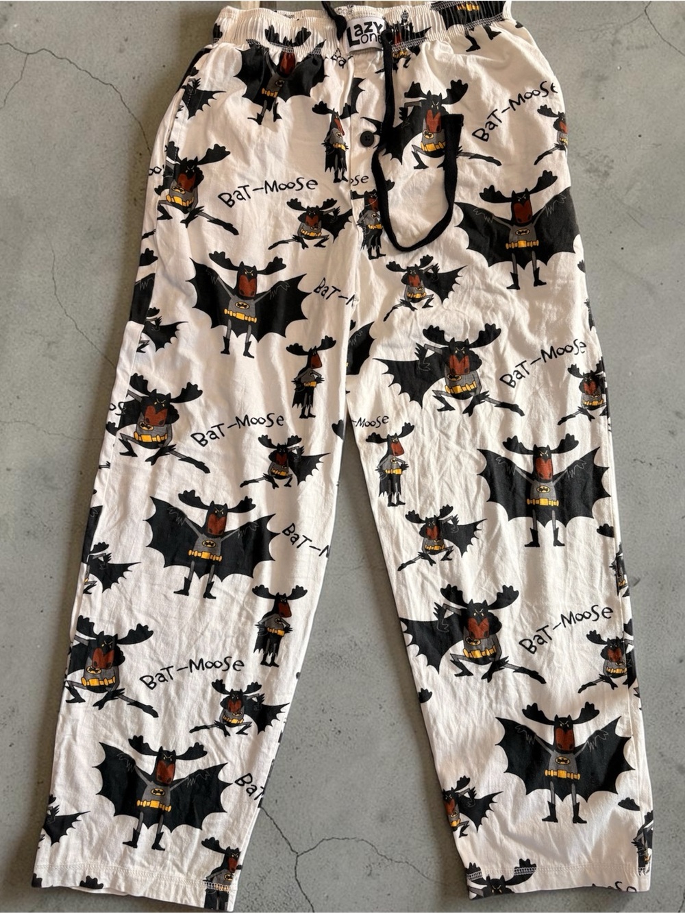 Lazy One White Bat-Moose Mens Pajama Bottoms. XS
